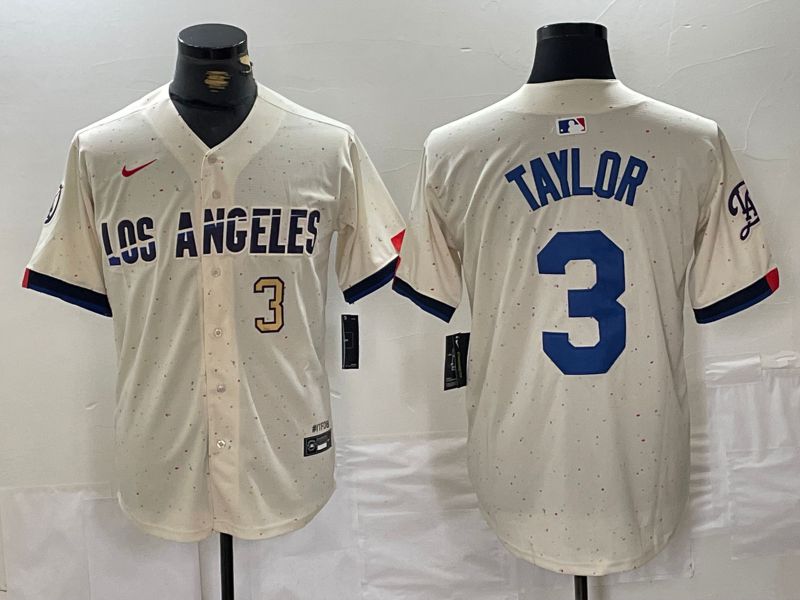 Men Los Angeles Dodgers #3 Taylor Cream Fashion Nike Game MLB Jersey style 4->los angeles dodgers->MLB Jersey